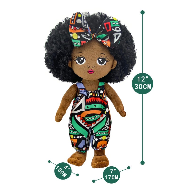 JUSTQUNSEEN Black Baby Dolls African American Doll Black Dolls 12''  Baby Dolls for 3 Year Old Girls Soft Doll for Girls Stuffed Plush Doll for Girl - Image 2